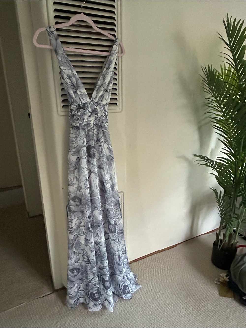 Baltic Born Floral Maxi Dress in White and Gray